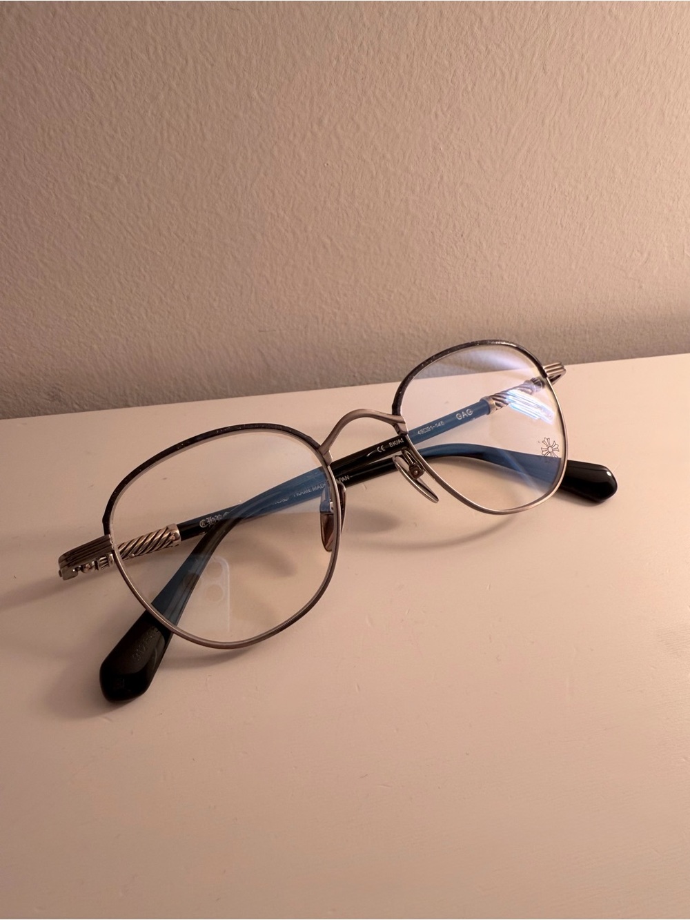 Chrome Hearts GAG Silver Metal Round Eyeglasses